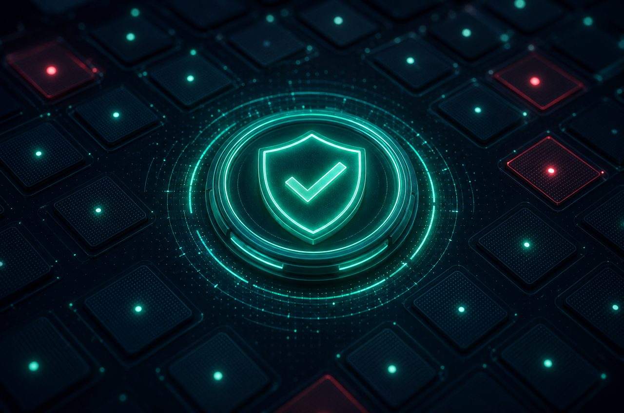 A glowing verified seal inside a protective ring